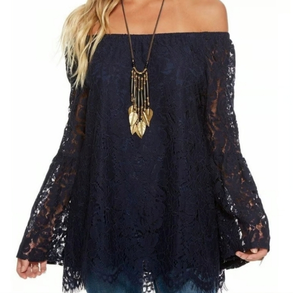 NWT Chaser Blue Lace Ruffled Blouse, SIZE XSMALL - Picture 1 of 8
